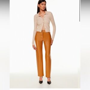 Aritzia Wilfred The Melina Orange Faux Leather Pants Size 2